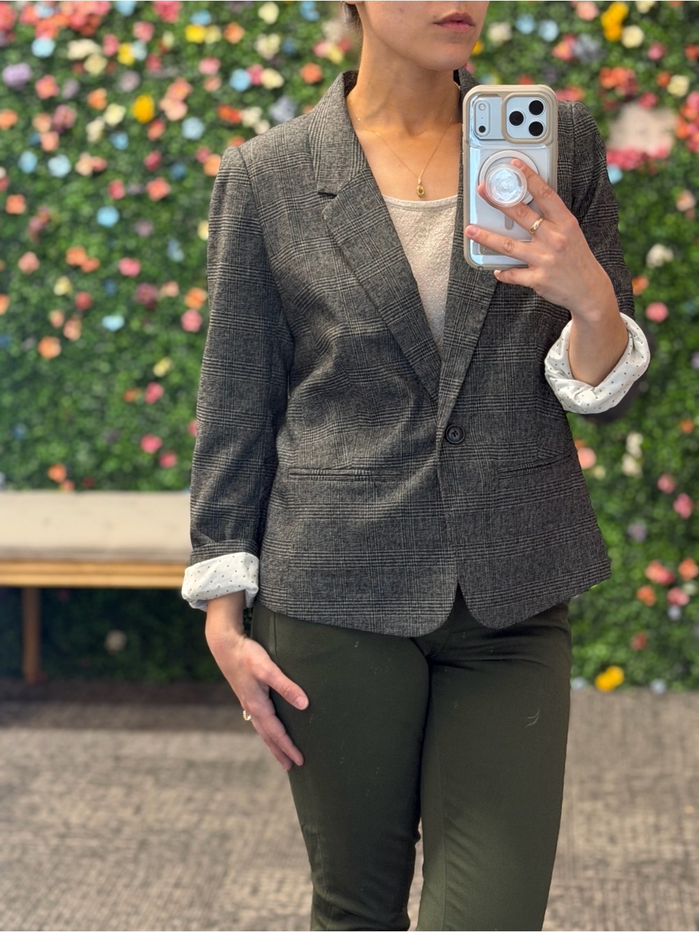 Kensie Gray Plaid Tailored Blazer Jacket - Picture 7 of 7